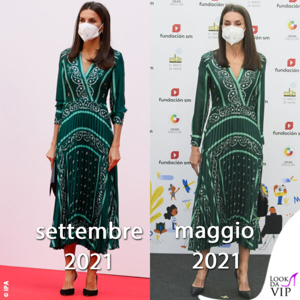 Letizia Ortiz ha indossato lo stesso abito Massimo Dutti ben 6 volte: le ultime due a maggio e settembre 2021