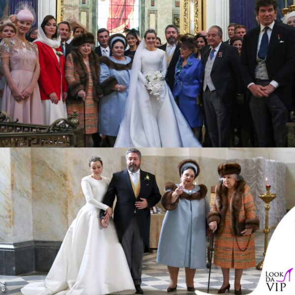 gli sposi dopo il sì con alcuni degli invitati 