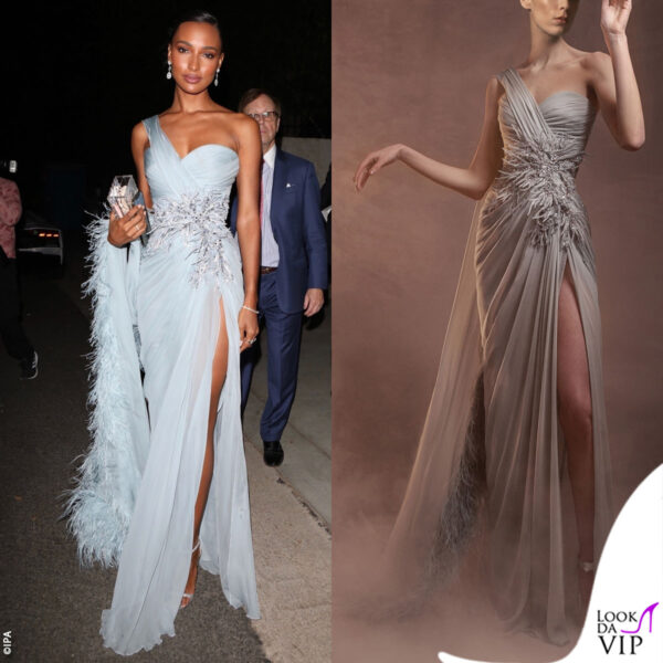 Eleganza per Jasmine Tookes, con le piume di Zuhair Murad 