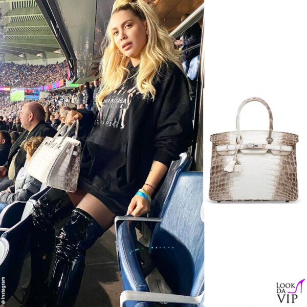 ecco Wanda allo stadio con la Birkin Himalaya 
