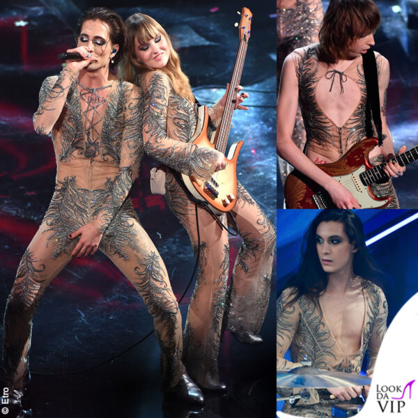 Per la finale del Festival di Sanremo i Maneskin hanno indossato tutine Etro semitrasparenti