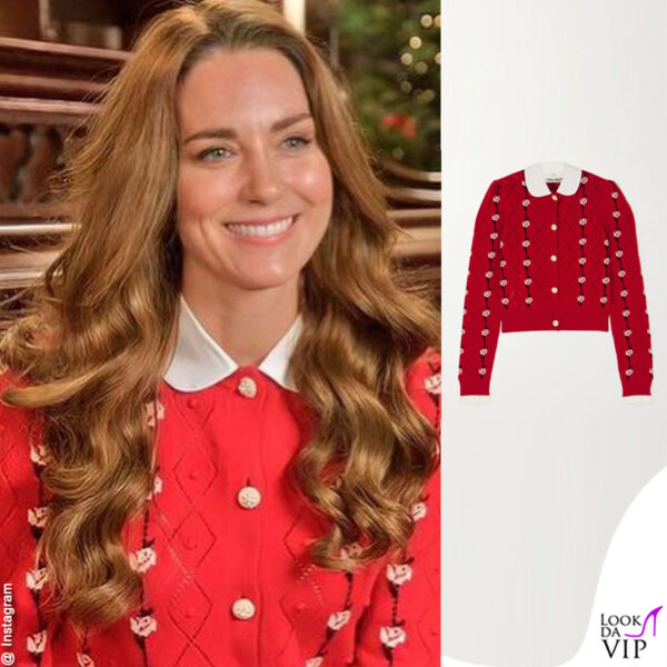 gli outfit natalizi di Kate: eccola più festiva che mai con un cardigan Miu Miu 