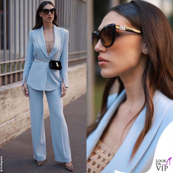 Cecilia Rodriguez con un completo Federica Tosi, top Alto Jewels e borsa Amato Daniele