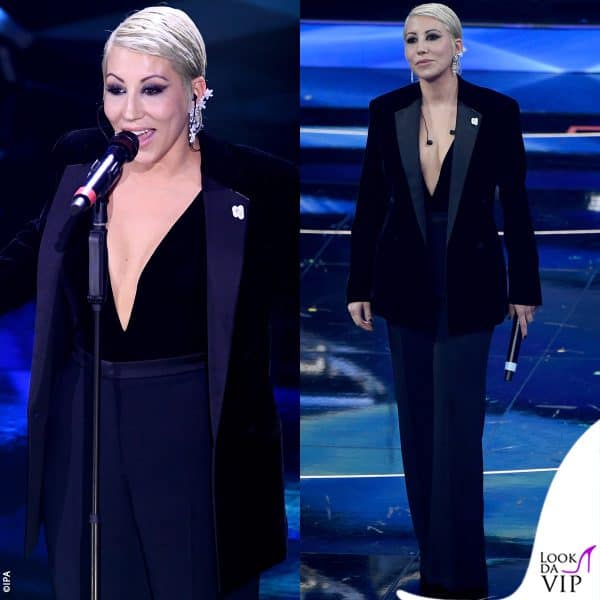 Malika Ayane in Giorgio Armani: un look da vera fuoriclasse, mannish style, con punte di sensualità - VOTO 7
