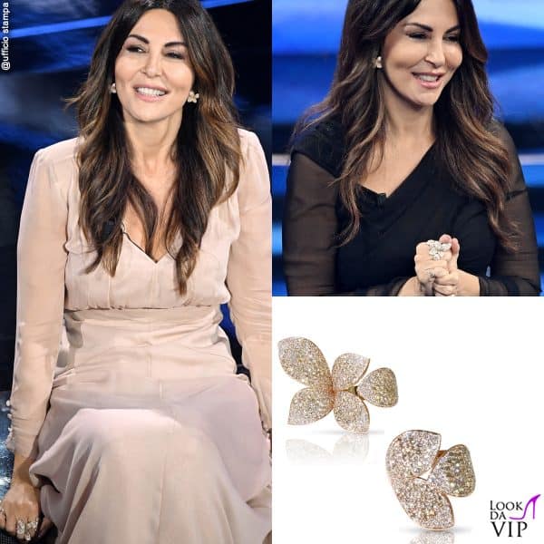 Sabrina Ferilli con i gioielli della collezione Giardini Segreti di Pasquale Bruni (abito N21)