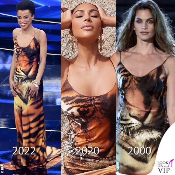 Lorena Cesarini con un abito di Roberto Cavalli già indossato da Kim Kardashian e Cindy Crawford