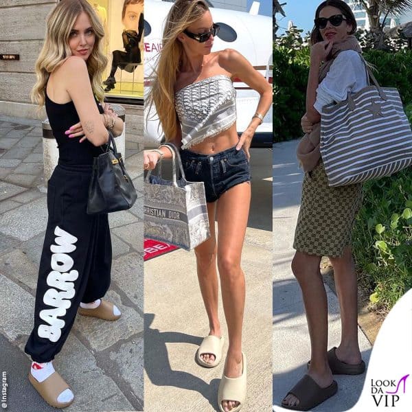 tutte in ciabatte! (Nella foto Chiara Ferragni, Taylor Mega e Alessia Marcuzzi)
