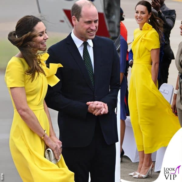 Kate e William al loro arrivo in Giamaica: la duchessa si è trovata alle prese con il vento birichino 