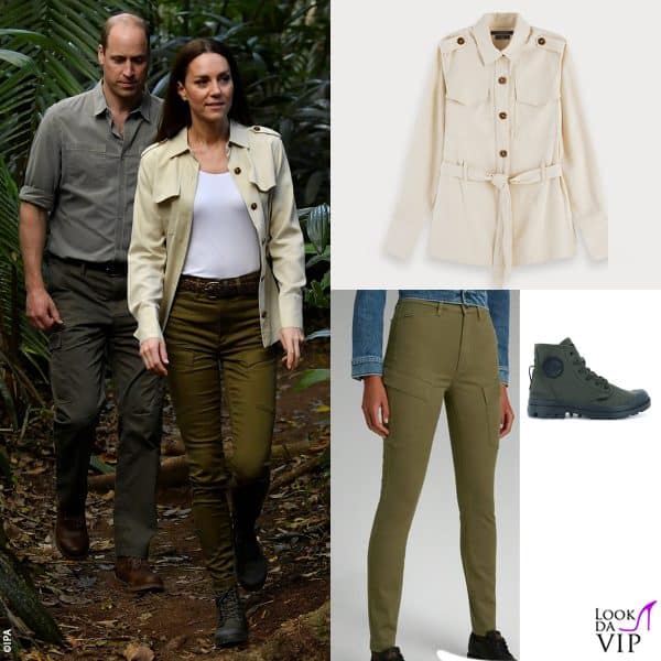 look sporty-chic per la duchessa: camicia Scotch & Soda, t-shirt John Lewis, pantaloni G-Star Raw, scarpe Palladium 