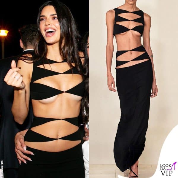 Kendall con i capelli castano scuro, come l'abbiamo sempre vista fino a poche settimane fa (abito Monot)
