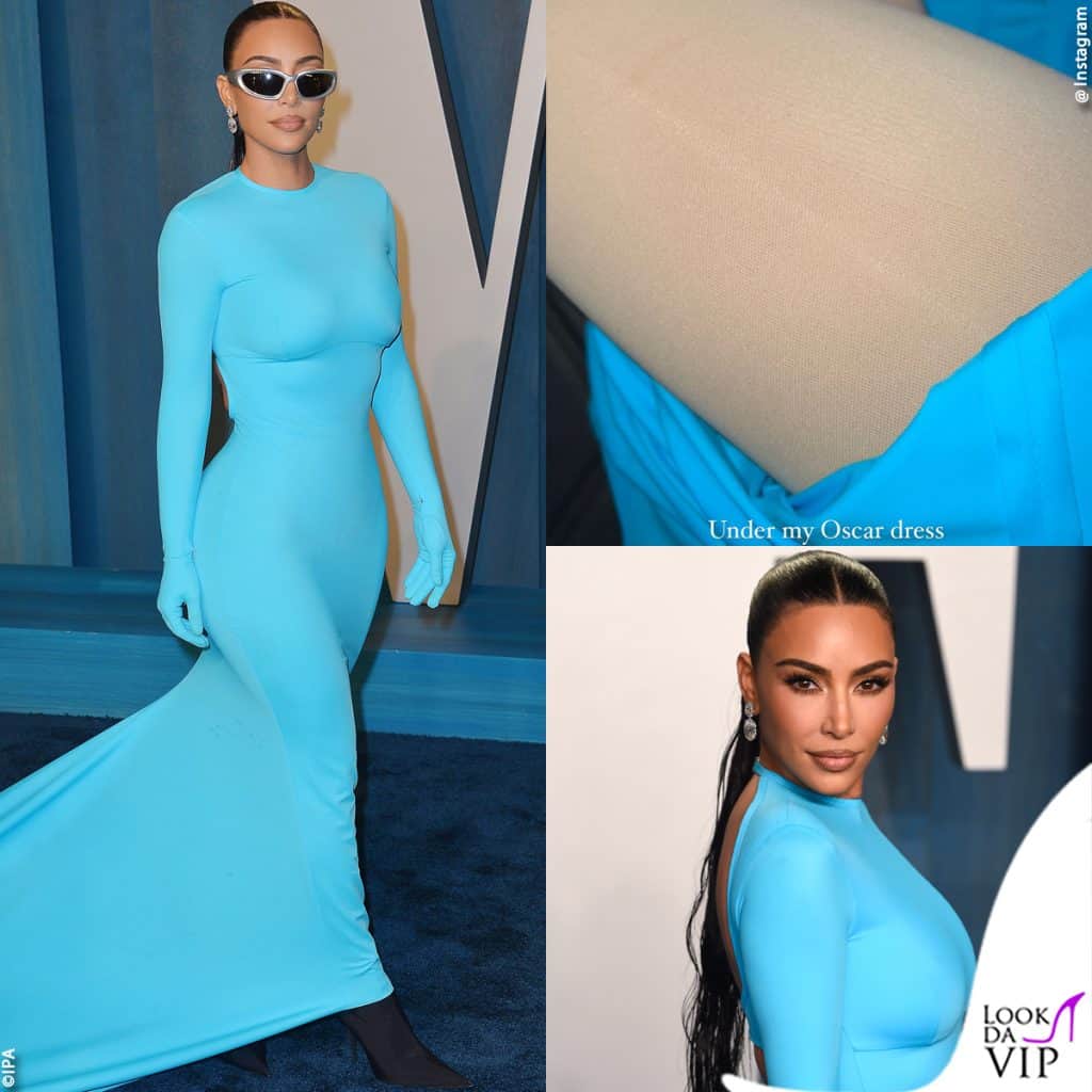 kim kardashian mostra l'intimo contenitivo di skims al vanity fair oscar party 2022
