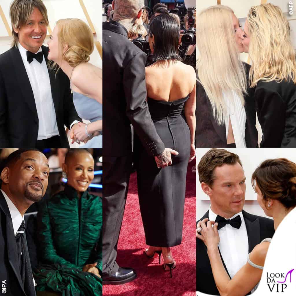 look abbinati e passione per le coppie sul red carpet degli oscar 2022: Kidman Kardashian Stewart Will Smith Cumberbatch
