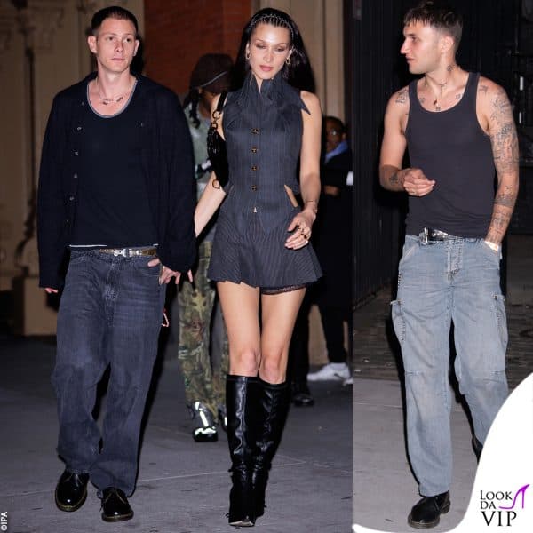 Bella Hadid con il fidanzato Marc Kalman e Anwar Hadid 