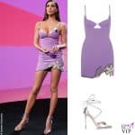 Belen Rodriguez Le Iene abito lilla David Koma sandali Nina Lilou 2