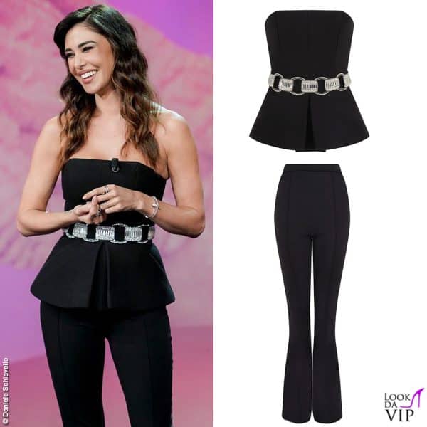 Per una volta in controtendenza, Belen all'undicesima puntata copre le gambe (look David Koma)