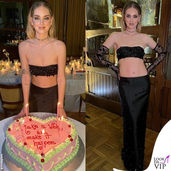 Il look di Chiara per il party di compleanno era firmato Miu Miu 