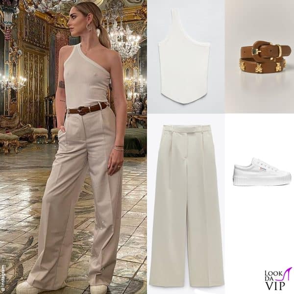 top e pantaloni Zara, cintura Mamabear, sneakers Superga