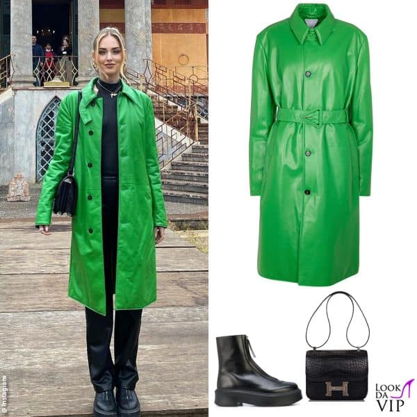trench Bottega Veneta, borsa Hermès, stivali The Row 
