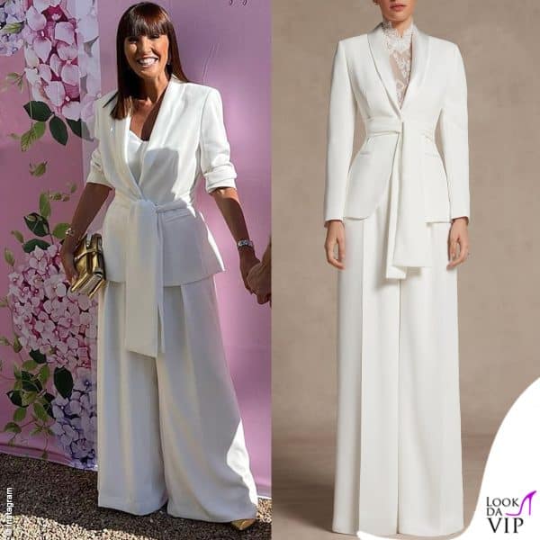 Debora Pelamatti in tailleur Atelier Eme alle nozze di una coppia di amici