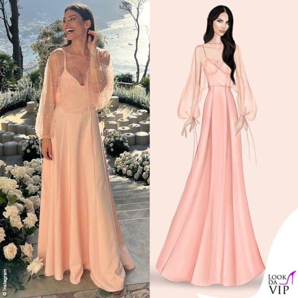 Ludovica Valli damigella in rosa per sua sorella Beatrice Valli: indossa una creazione Atelier Emé