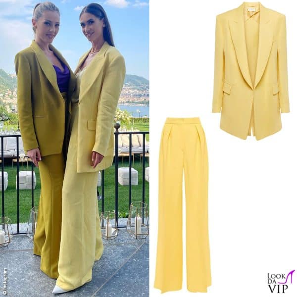 Tailleur giallo Sportmax per Melissa Satta al sì di Giorgia Palmas e Filippo Magnini