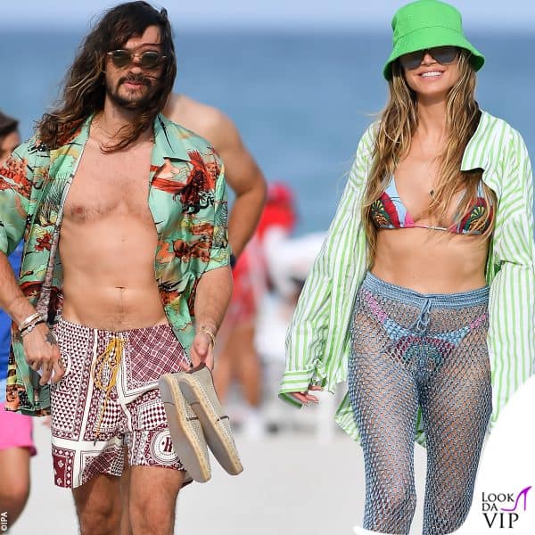 Heidi Klum e il marito Tom Kaulitz in spiaggia a Miami 