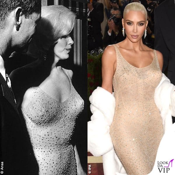 Kim Kardashian al Met Gala con l'abito creato da Jean Louis per Marilyn Monroe