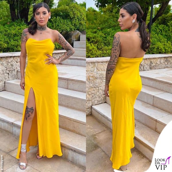 Nicole con un abito giallo di Michele Giambrocono Couture 