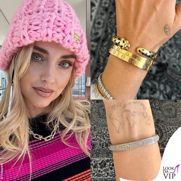 Chiara Ferragni con i bracciali Cartier da sogno