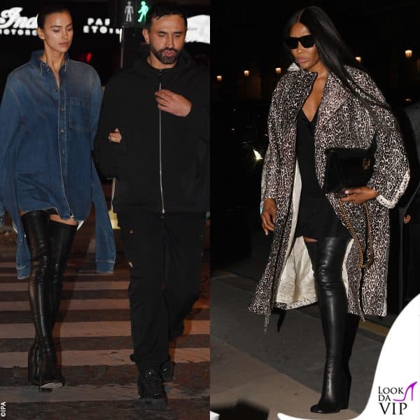 Irina Shayk, Riccardo Tisci e Naomi Campbell arrivano al défilé Yeezy 