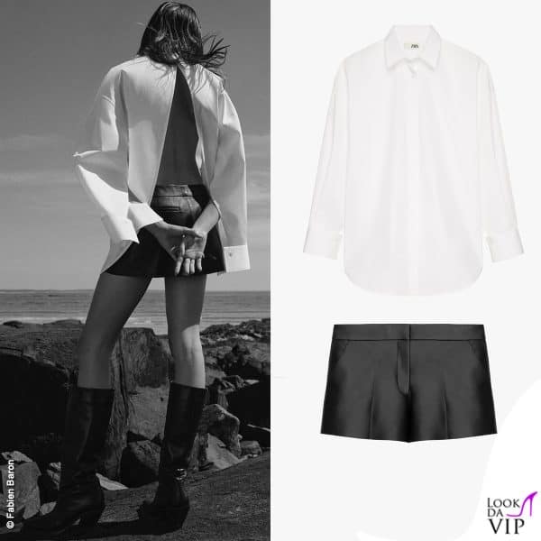 La camicia regala uno scorcio intrigante sulla schiena