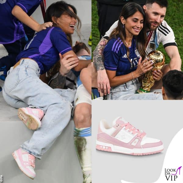 Antonela Roccuzzo calza le "LV Trainer" di Louis Vuitton (970 euro)
