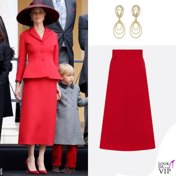 outfit Dior, orecchini Buccellati 