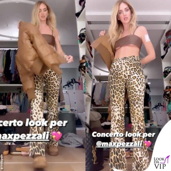 Chiara completa l'outfit con il piumino in nuance 