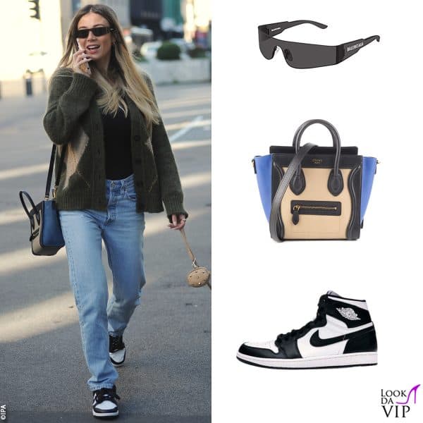 occhiali Balenciaga, borsa Celine, sneakers Nike 