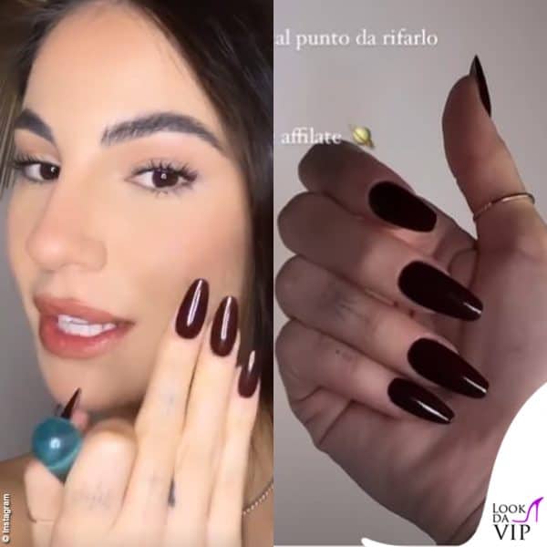Per Giulia De Lellis unghie extralong e smalto dal colore inteso