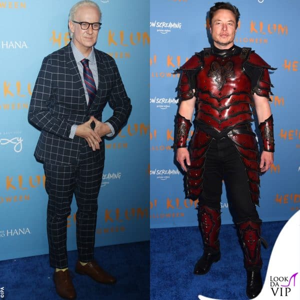 alcuni invitati: Jeremy Scott travestito da Tim Gunn, stilista e volto tv, e Elon Musk in versione guerriero 