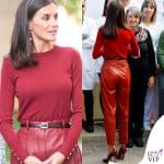 Letizia Ortiz regina Spagna Barcellona maglia pantaloni Boss scarpe Lodi