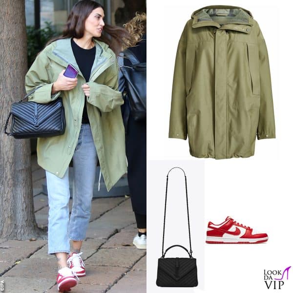 giacca Ralph Lauren, borsa Saint Laurent, sneakers Nike per Melissa Satta 