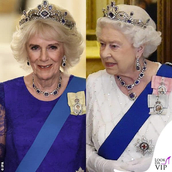 Regina Camilla The George VI sapphire parure di Elisabetta