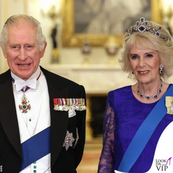 Il Re e la Regina Consorte alla cena di Stato a Buckingham Palace 