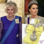 La regina Camilla e Kate Middleton alla Cena di Stato a Buckingham Palace