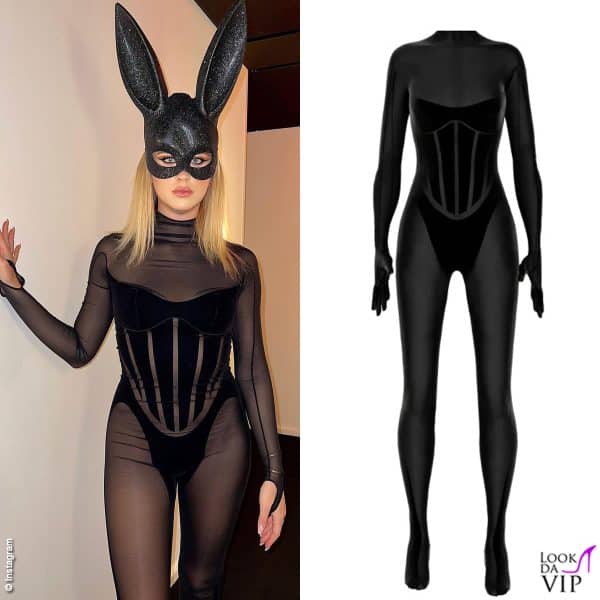 Per Halloween in versione coniglietta con la catsuit Mugler