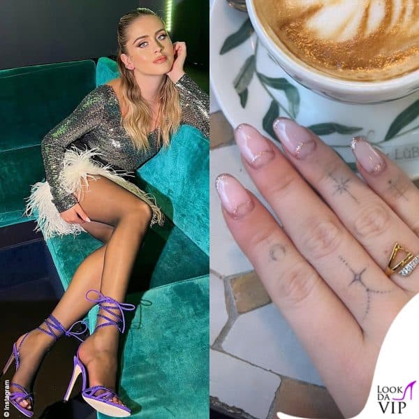 E' particolare e ricercata la french manicure di Valentina Ferragni (anello Valentina Ferragni Studio)