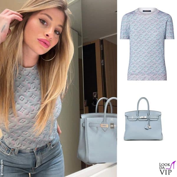 maglia Louis Vuitton, borsa Hermès 