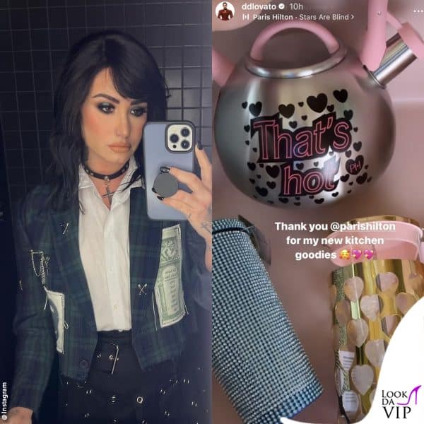 Demi Lovato ringrazia Paris Hilton per i prodotti casalinghi, tra cui una teiera confettosa 