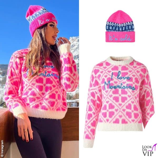 Elisabetta Gregoraci, cappello MC2 SaintBarth (79 euro) e maglione MC2 SaintBarth (198 euro)