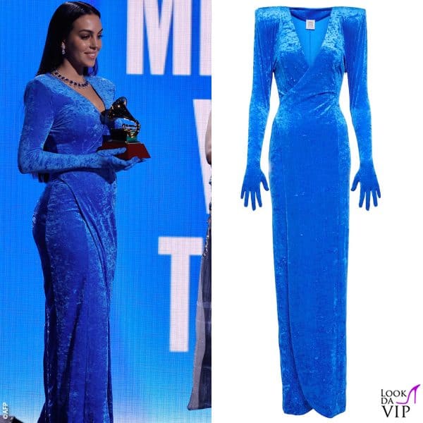 di recente Georgina è volata negli Stati Uniti, eccola ai Latin Grammy con un abito Vetements e gioielli Chopard 