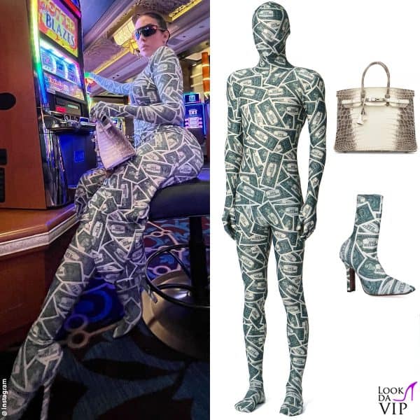 outfit Vetements e borsa Hermès a Las Vegas 