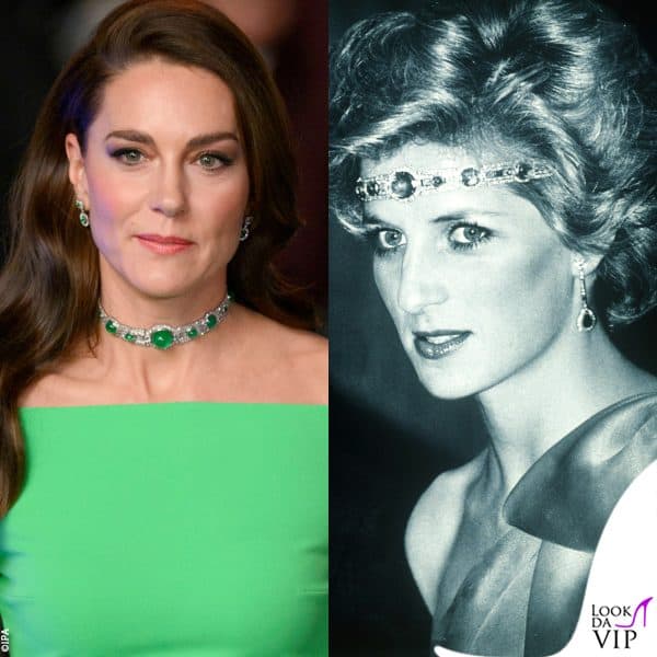 il Queen Mary's Art Deco Emerald Choker era tra i preferiti di Diana, che nel 1985 in Australia l'ha anche indossato in testa 
